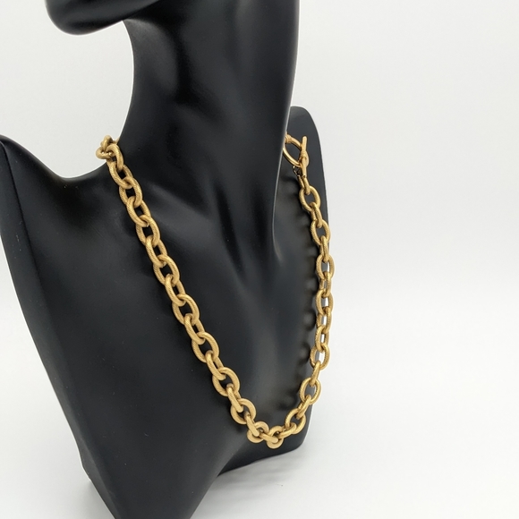 17" necklace Oval Links Textured gold tone - Picture 2 of 5